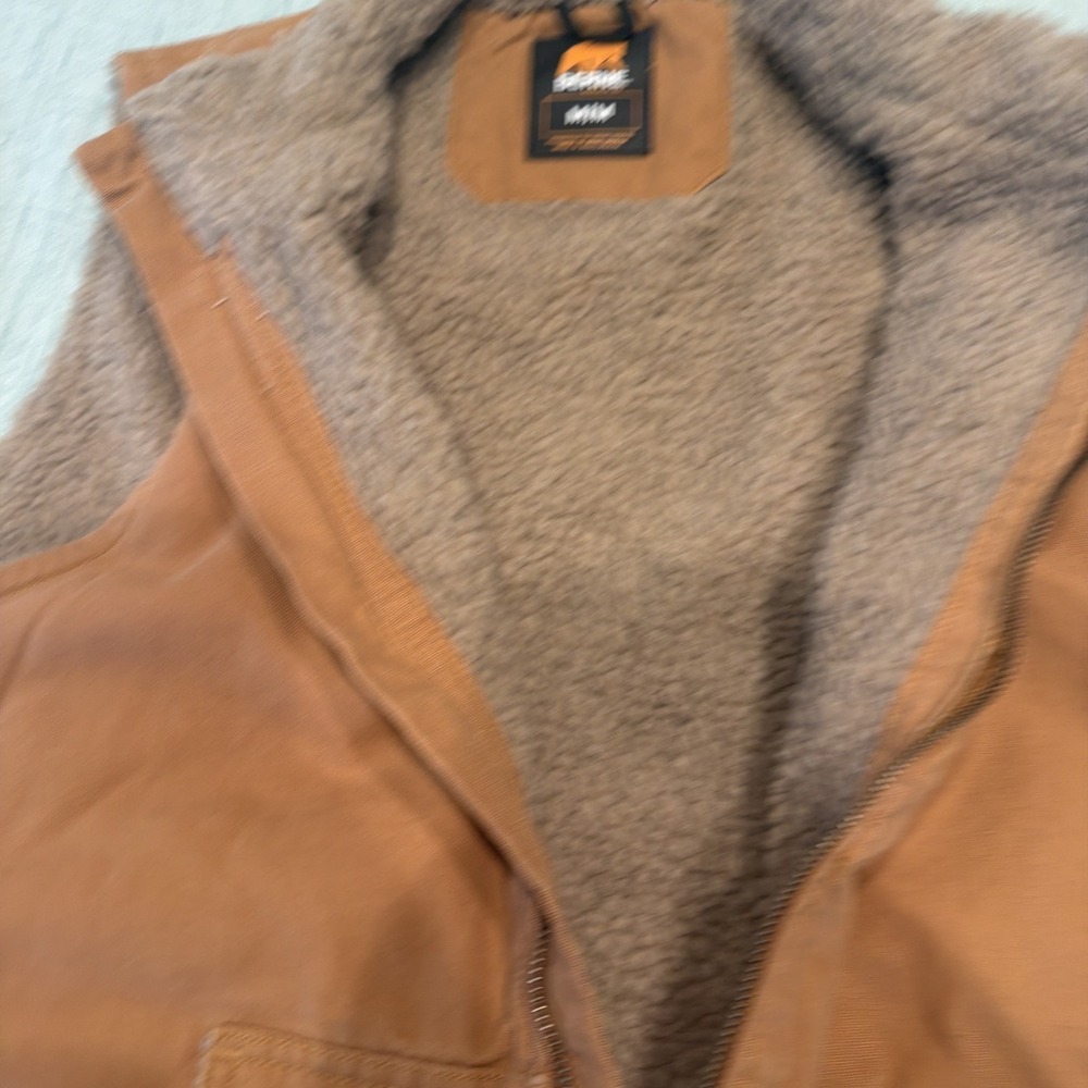 Berne Workwear Canvas Vest Brown Sherpa Lined Work Vest Size M 00053 - Picture 10 of 10